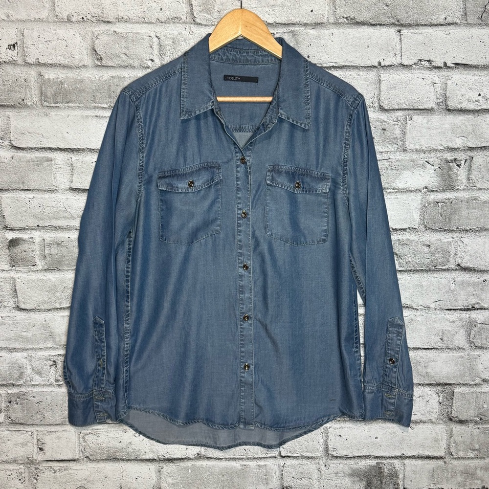 Fidelity Denim Washed Blue Button-Front Denim Shirt